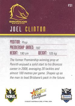 2009 Select NRL Champions - Foiled Signature #FS1 Joel Clinton Back